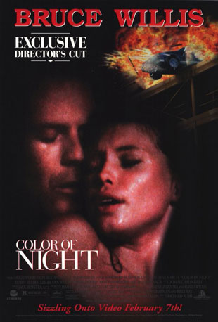 Color Of Night Movie Poster Bruce Willis Jane March 26x40 Video