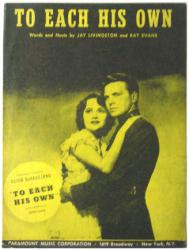 To Each His Own sheet music [Olivia de Havilland, John Lund] 1946 VG